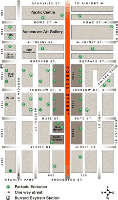 robson street, vancouver, downtown vancouver, map of robson street